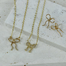 Load image into Gallery viewer, Mini Diamond Bow Necklace