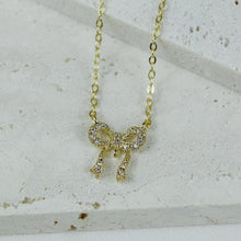 Load image into Gallery viewer, Mini Diamond Bow Necklace