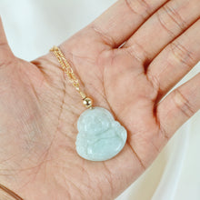 Load image into Gallery viewer, Natural Jade Laughing Buddha Necklace