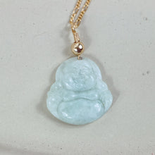 Load image into Gallery viewer, Natural Jade Laughing Buddha Necklace