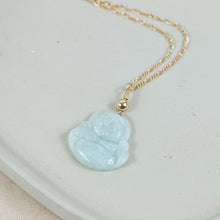 Load image into Gallery viewer, Natural Jade Laughing Buddha Necklace