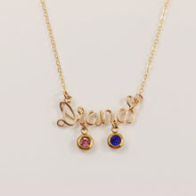 Load image into Gallery viewer, Personalized Name Necklace With Two Birthstones