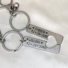 Load image into Gallery viewer, Personalized Couple keychain set (2 line text)