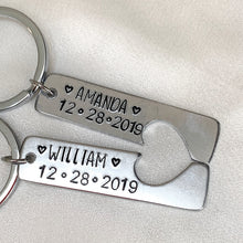 Load image into Gallery viewer, Personalized Couple keychain set (2 line text)