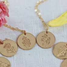 Load image into Gallery viewer, Birth Flowers Round Disc Necklace