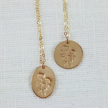 Load image into Gallery viewer, Birth Flowers Round Disc Necklace