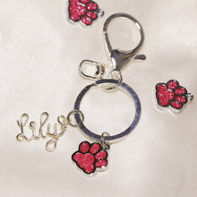 Load image into Gallery viewer, Pink Paw Personalized Keychain