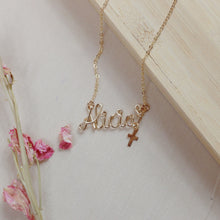 Load image into Gallery viewer, Personalized Name Necklace with Cross Charm