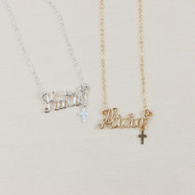 Load image into Gallery viewer, Personalized Name Necklace with Cross Charm
