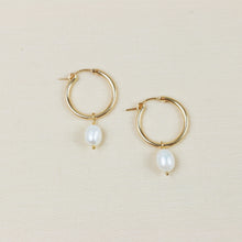 Load image into Gallery viewer, Pearl Hoop Earrings