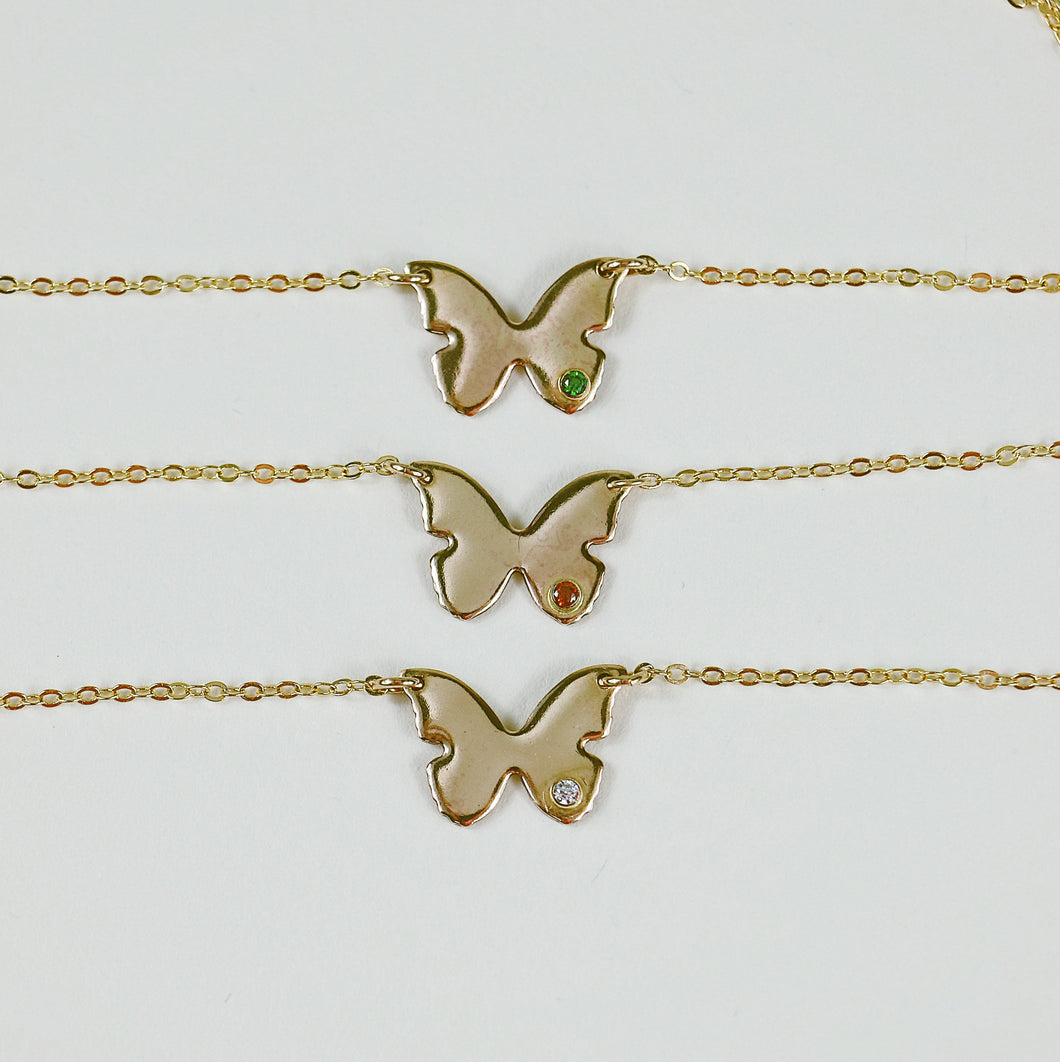 Butterfly Necklace with Birthstone