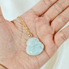 Load image into Gallery viewer, Natural Jade Laughing Buddha Necklace
