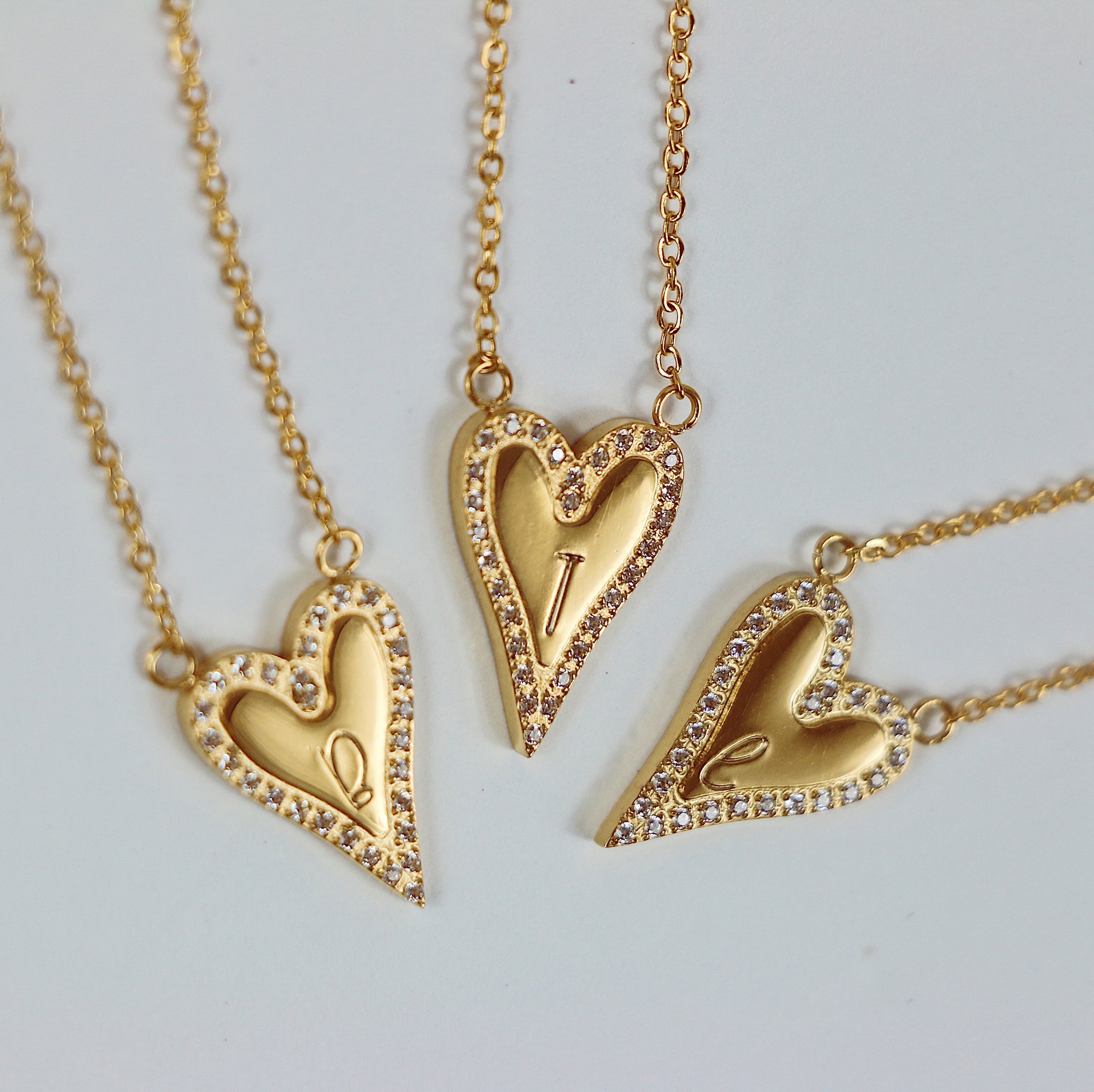 Diamond heart initial necklace Clearance