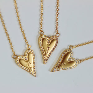 Diamond Heart Initial Necklace