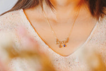 Load image into Gallery viewer, Personalized Name Necklace With Two Birthstones
