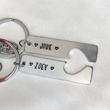 Load image into Gallery viewer, Personalized Couple keychain set (1 line text)
