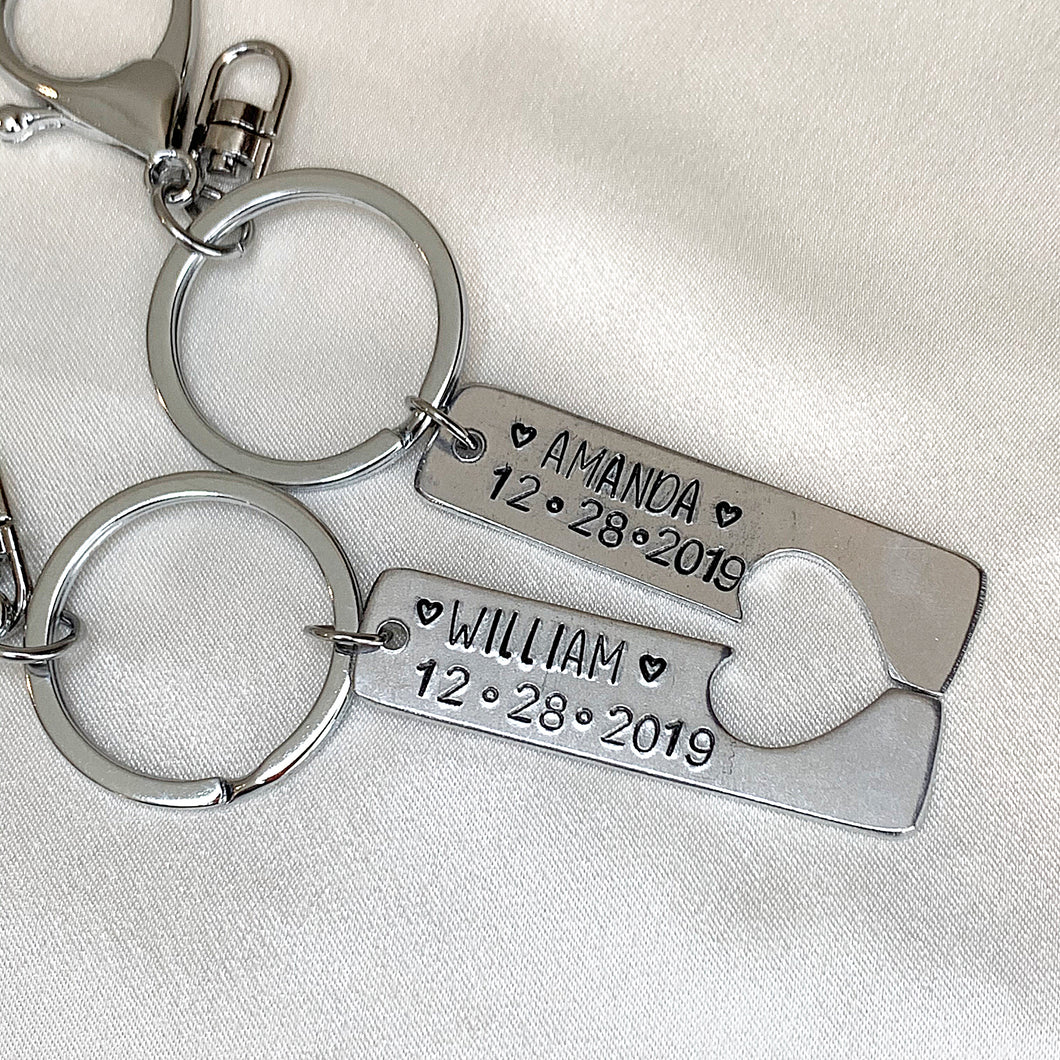 Personalized Couple keychain set (2 line text)