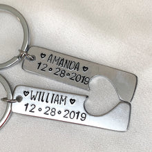 Load image into Gallery viewer, Personalized Couple keychain set (2 line text)
