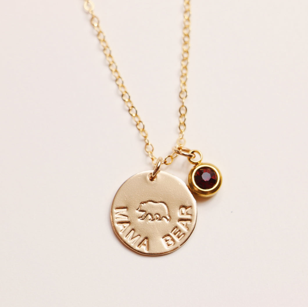 Mama Bear Necklace with Birthstone