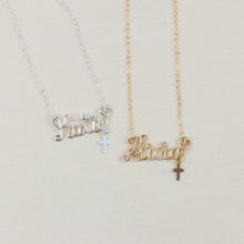 Load image into Gallery viewer, Personalized Name Necklace with Cross Charm
