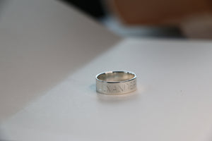 Personalized Hand Stamp Ring - Thick Band Ring