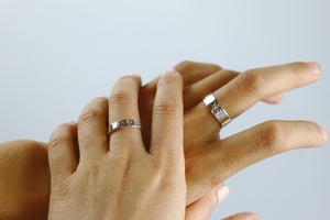 Personalized Hand Stamp Ring - Thick Band Ring