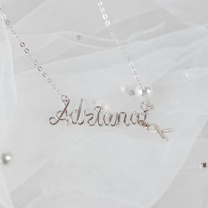Personalized Name Necklace with Ribbon charm