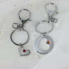 Load image into Gallery viewer, Personalized Couple Keychains with Birthstones (2 Keychains)
