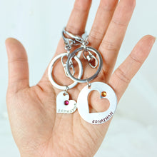 Load image into Gallery viewer, Personalized Couple Keychains with Birthstones (2 Keychains)
